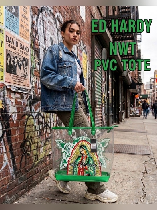 Ed Hardy Handbags - Ed Hardy Guadalupe PVC Satchel - Iconic Y2K Aesthetic